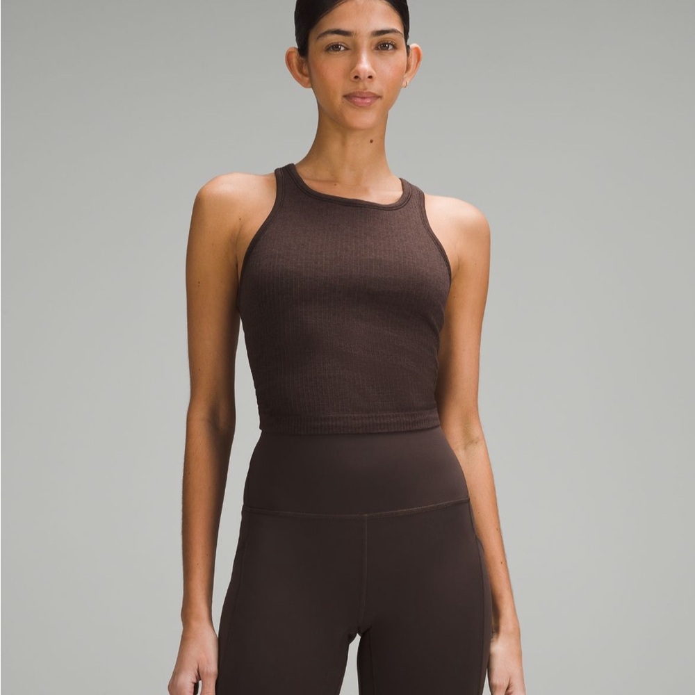 Lululemon Ebb to street crop bra tank espresso